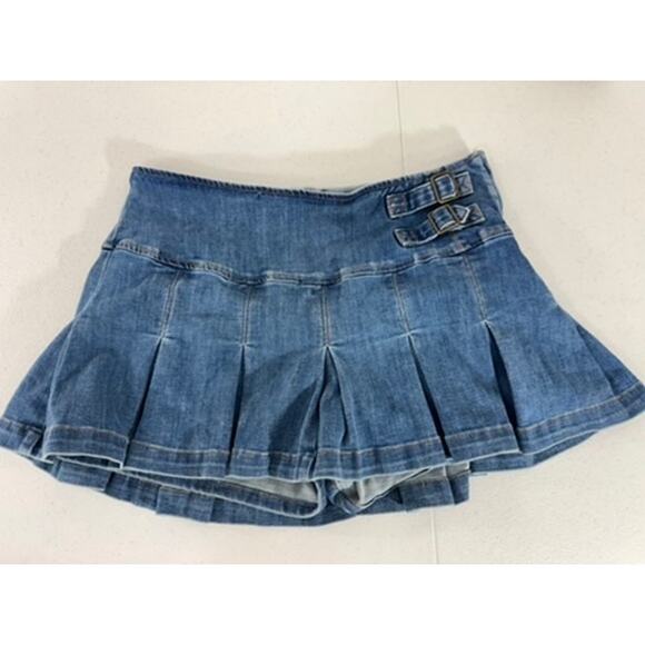"WILD FABLE" Blue Jean Skort SZ 12 Pleated Side Zipper Preppy Grunge School Girl - Picture 1 of 8